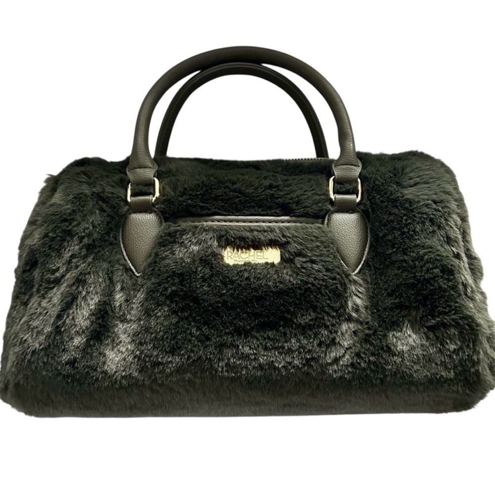 Rachel Roy Olive Green Fur Satchel Crossbody Bag